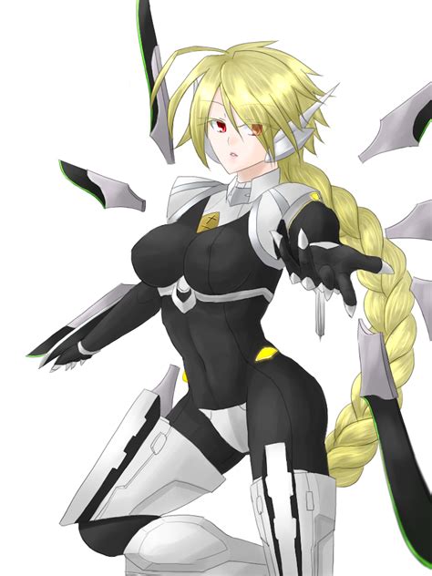 Safebooru 1girl Ahoge Blazblue Blonde Hair Bodysuit Floating Swords Lambda 11 Mecha Musume Red