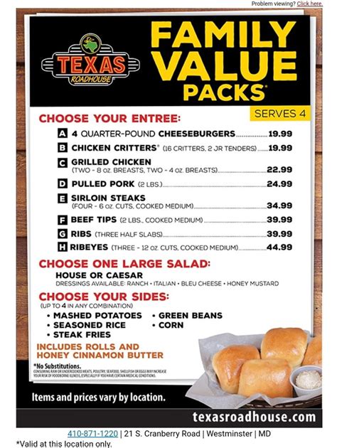 Texas Roadhouse Printable Menu With Prices Printable Word Searches