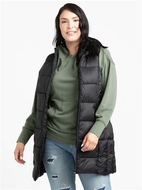 Womens Long Puffer Vest Warehouse One