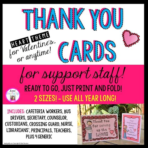 Thank You Cards for Support Staff (Valentine/Heart theme)