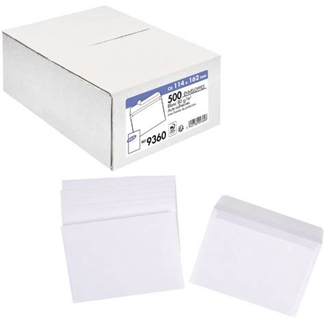 Boite 500 enveloppes blanches C6 114x162 80g m² bande de protection