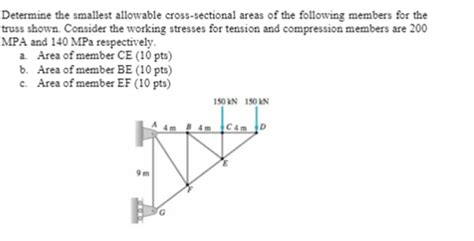 Solved Determine The Smallest Allowable Cross Sectional Chegg