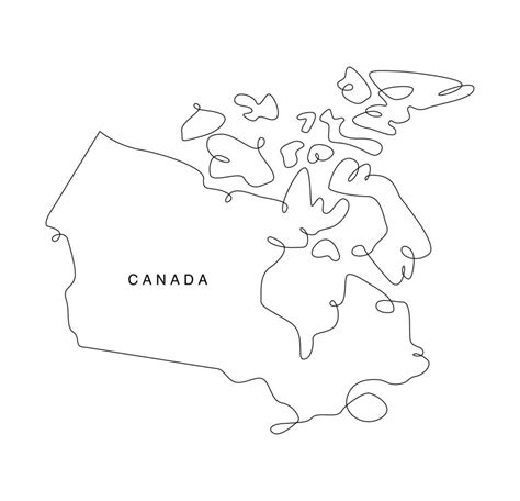 line art Canada map. Continuous line north America map. vector illustration. Single outline west ...