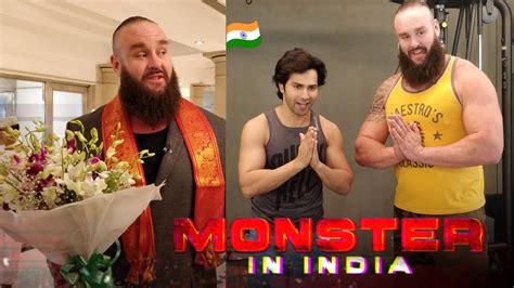 Varun Dhawan Meets Wwe Superstar Braun Strowman In Mumbai Competes In