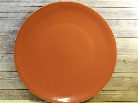 Vintage Burnt Orange Stoneware Platter 1675 Large Etsy Wooden Serving Platters Ceramic