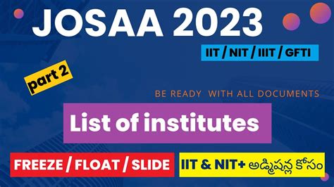 Institutes In Josaa Councelling Josaa Institutes List How To