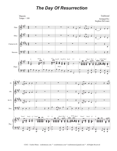 The Day Of Resurrection Woodwind Quartet And Piano Arr Stephen Decesare Sheet Music