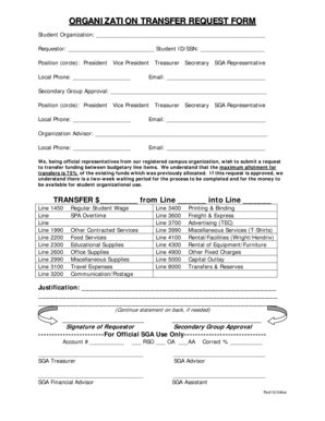 Fillable Online Ecu Organization Transfer Request Form Ecu Fax Email