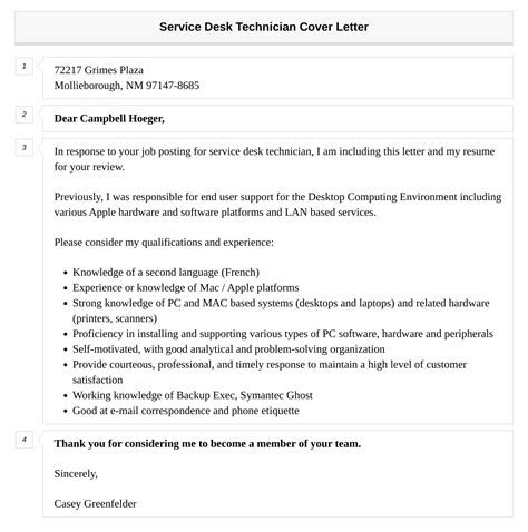 Service Desk Technician Cover Letter Velvet Jobs