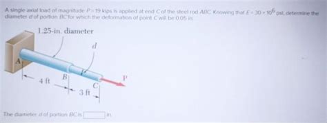 Solved A Single Axial Load Of Magnitude P Kips Is Chegg