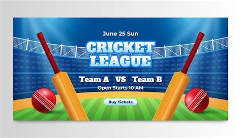 Premium Vector Realistic Cricket Horizontal Banner Template