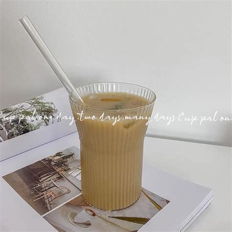 Jual Gelas Kaca Yo Reum Cafe Ripple Stripe Tinggi Jus Juice Kopi Coffee