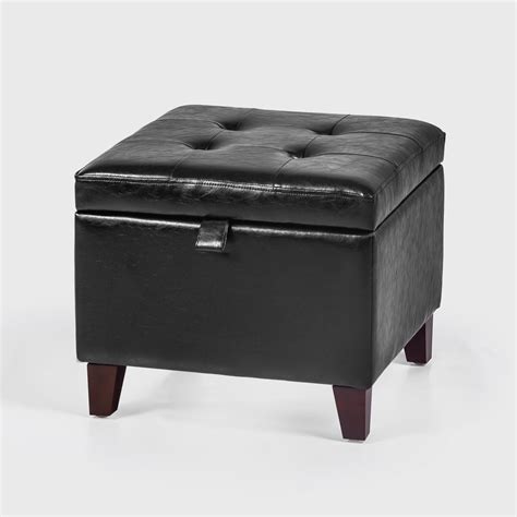 Joveco Faux Leather Square Storage Ottoman Cube Upholstered Foot Rest ...