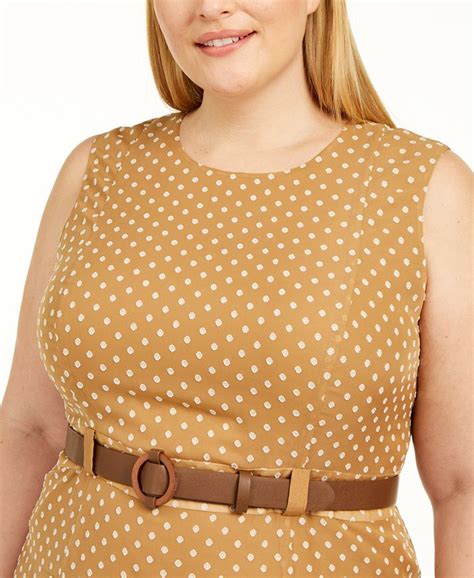 Calvin Klein Plus Size Belted Printed Handkerchief Hem Dress Macys