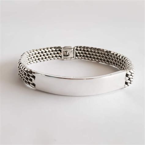 Made To Order Sterling Silver Woven Mens Id Bracelet Etsy In 2020