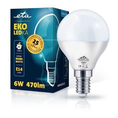 Led žarnica ETA P45 E14 navoj 6 W toplo bela 2700K 470 lm Enaa