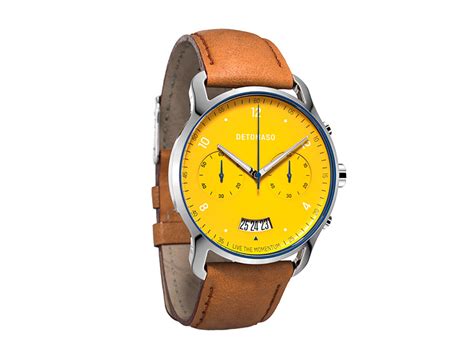 Detomaso Sorpasso Giallo Silber Gelb Herren Armbanduhr Analog Quarz