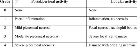 Scheuer Classification For Grading And Staging Of Chronic Hepatitis Download Table