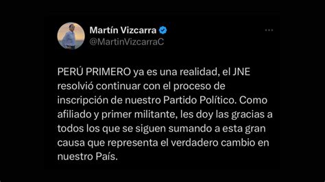 Impiden A Martín Vizcarra Inscribirse Como Fundador Y Presidente Ejecutivo De Perú Primero