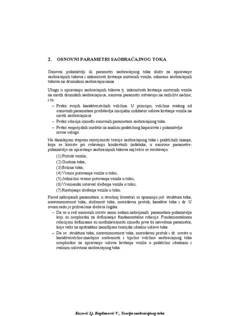 Pdf T Osnovni Parametri Saobracajnog Toka Dokumen Tips