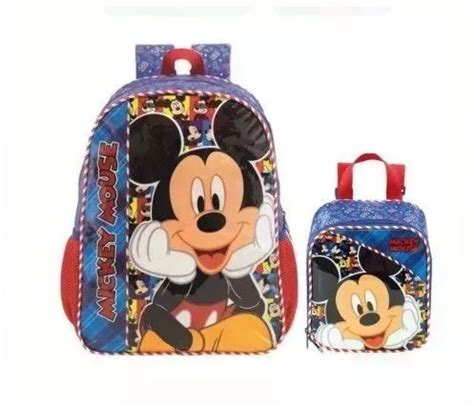 Kit Mochila Lancheira Mickey Mouse Selfie M Original Parcelamento