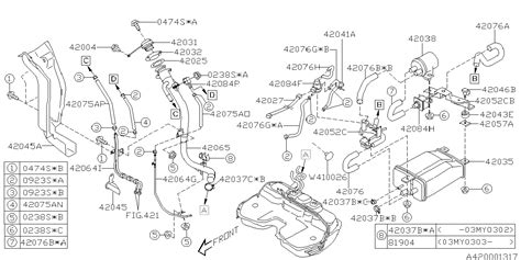 Subaru Forester Evaporative Emissions System Lines Hose 42075FE070