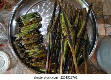 Wrapped Grilled Sticky Rice Banana Leaf Stock Photo 2201526761 ...