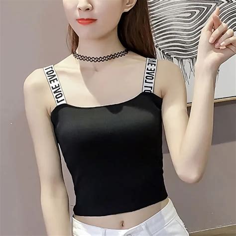 Women New Sexy Elastic Spaghetti Strap Camis Letter Printed Strap Tank