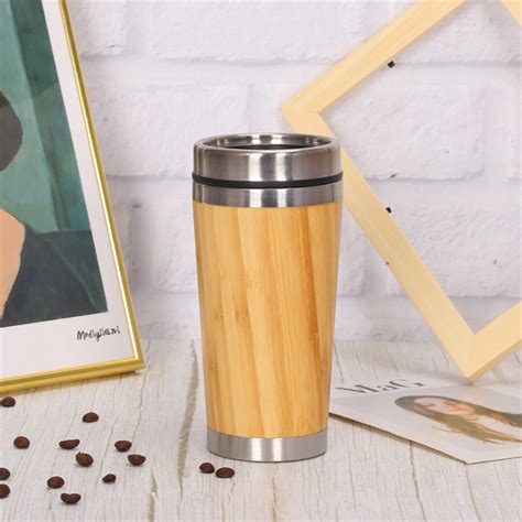 Bpa Free Ml Thermal Bamboo Tumbler With Slide Lock Lid Stainless