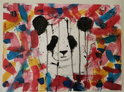 Colorful panda painting I did today : r/pandas