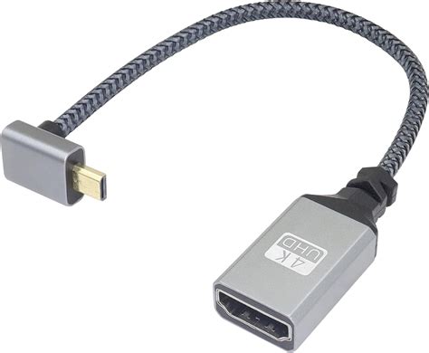 RIIEYOCA Câble adaptateur micro HDMI vers HDMI 4K Angle de 90 degrés