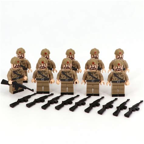 Soviet Union soldiers Assault rifle Minifigures Lego Compatible WW2 ...