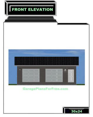 Www.GaragePlansforFree.com - 30x24 2 Car Building Plan/30' Front