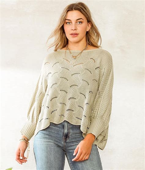 Willow And Root Pointelle Sweater Womens Sweaters In Moss Grey Buckle