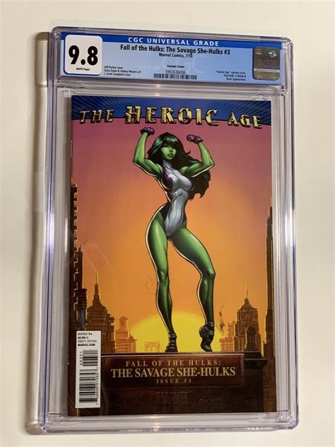 Fall Of The Hulks The Savage She Hulks 3 Cgc 9 8 J Scott Campbell