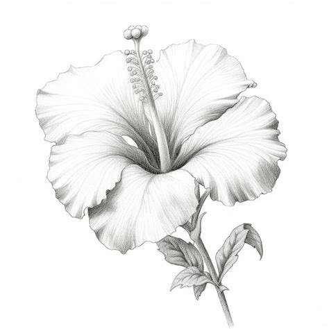 Hibiscus Flower Pencil Drawing