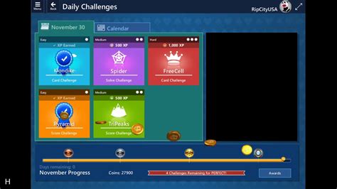 Microsoft Solitaire Daily Challenges 11302019 Youtube