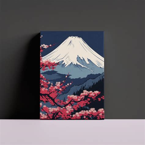 Vintage Japanese Mount Fuji Painting Art Digital Instant - Etsy