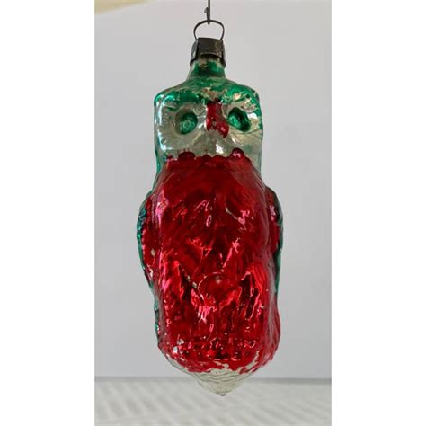 Antique German Mercury Glass Owl Feather Tree Christmas Ornament | Chairish