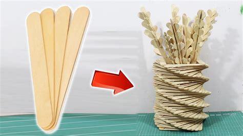 How To Make A Flower Vase With Popsicle Sticks Youtube