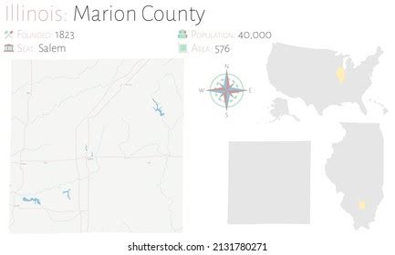 Large Detailed Map Marion County Illinois Stock Vector (Royalty Free ...