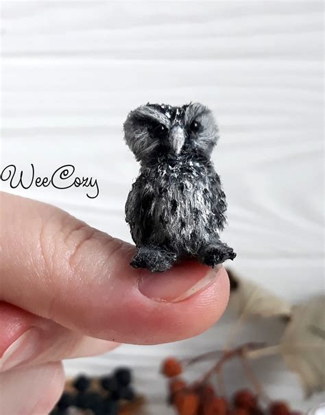 Micro owl figurine, miniature birds - Inspire Uplift