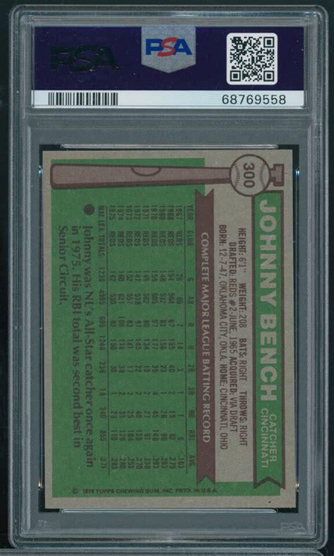 1976 Topps Johnny Bench 300 PSA 5 EX Cincinnati Reds HOF A2 EBay