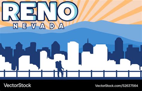 Reno nevada with beautiful blue sky Royalty Free Vector