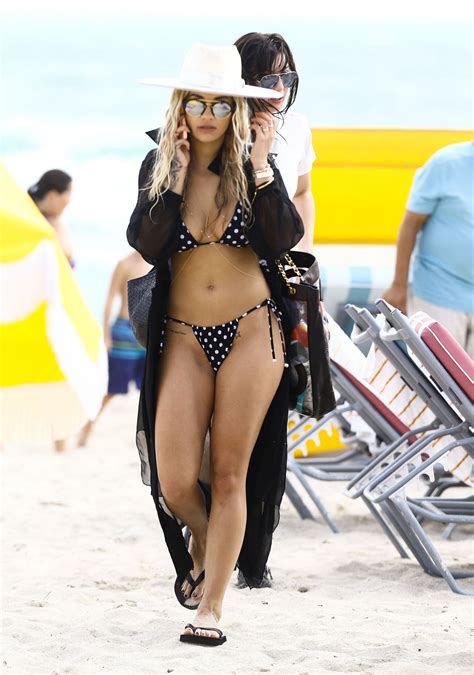 Rita Ora In Polka Dot Bikini At A Beach In Miami Hawtcelebs