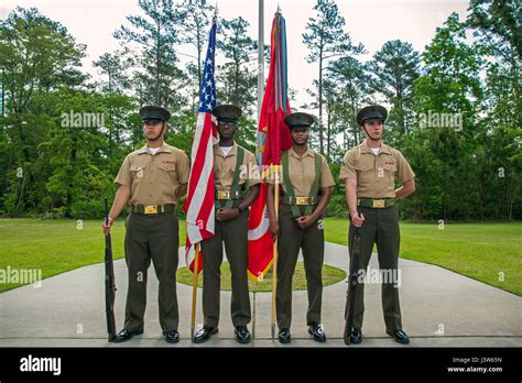 U S Marines Color Guard Headquarters And Support Battalion Marine