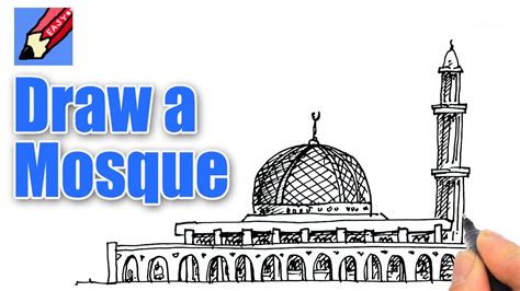 How To Draw A Mosque Real Easy Youtube