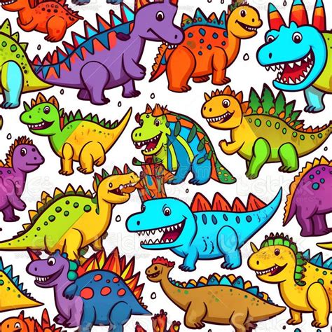 Dibujos Animados Generativos De Los Dinosaurios Ai Foto De Archivo