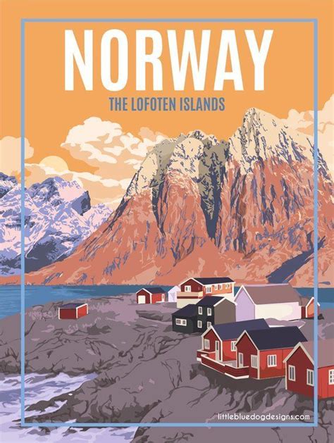 Norway Lofoten Islands Vintage Travel Poster Etsy Retro Travel