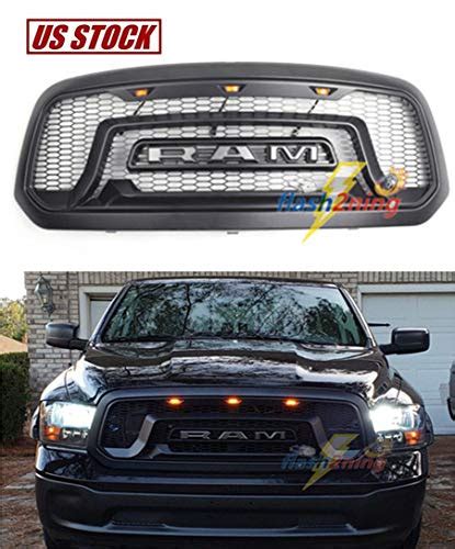 Grilles ABS Honeycomb Bumper With 3 Amber LED Lights Replacement Grille